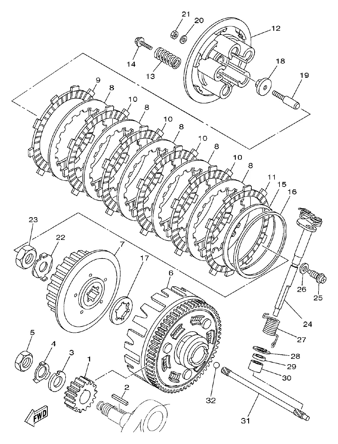 YAMAHA XTZ 250X Lander — embreagem e discos — Catálogo de Peças