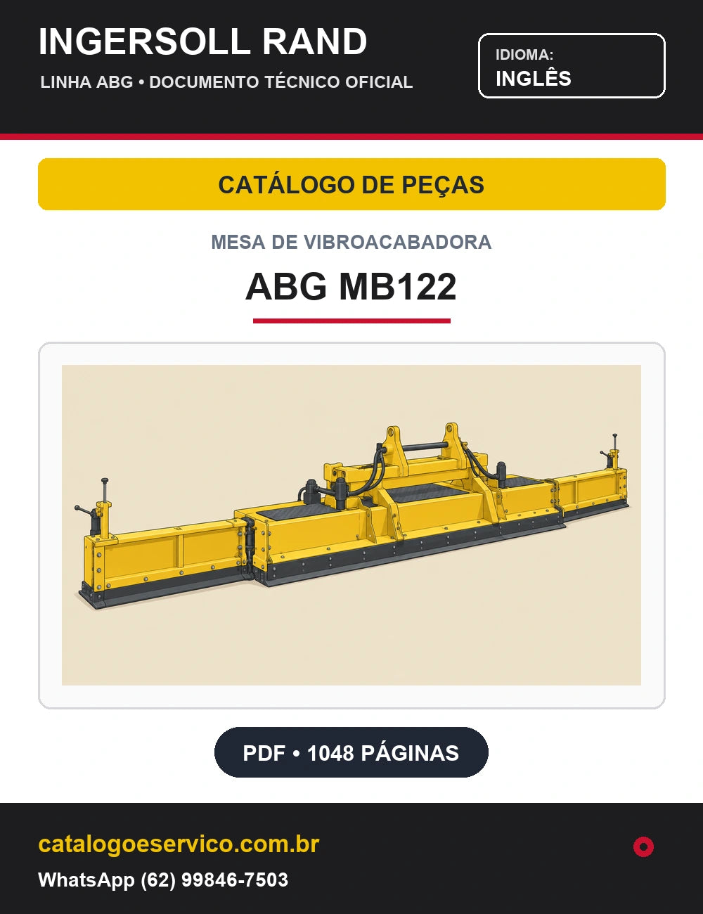 Capa Catálogo de Peças Mesa de Vibroacabadora ABG MB122 Ingersoll Rand / Volvo (Inglês)