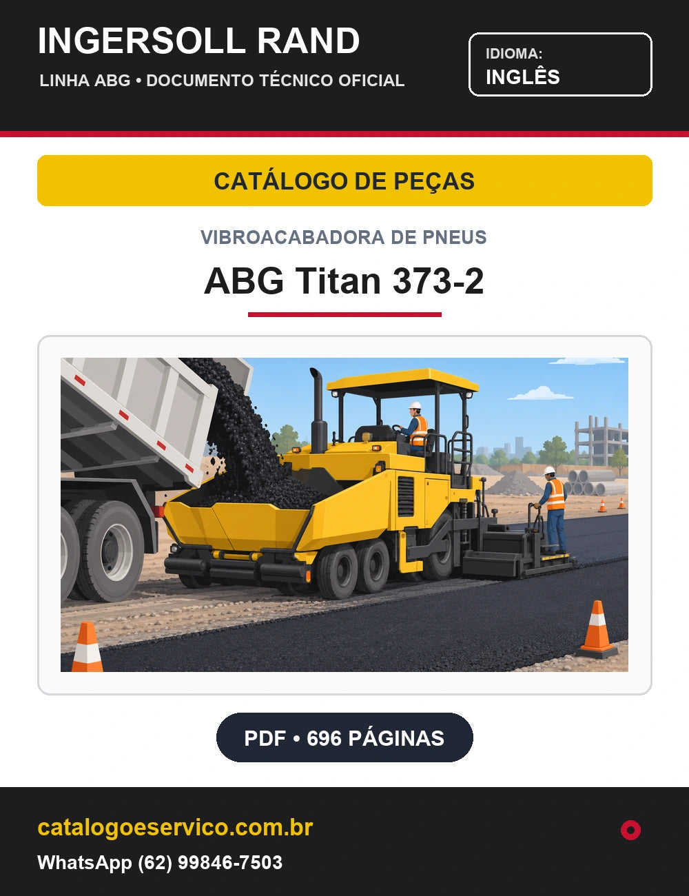 Capa Catálogo de Peças Vibroacabadora de Pneus ABG Titan 373-2 Ingersoll Rand / Volvo (Inglês)