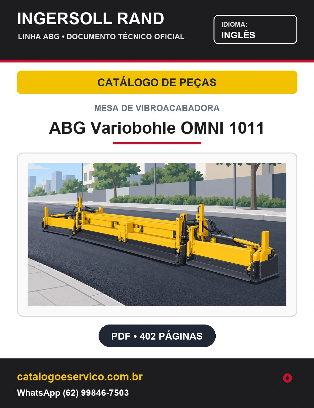 Capa Catálogo de Peças Mesa de Vibroacabadora ABG Variobohle OMNI 1011 Ingersoll Rand / Volvo (Inglês)