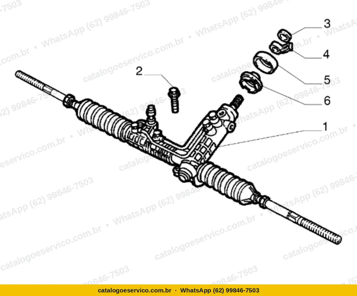 Vista explodida do Catálogo de Peças Alfa Romeo 145: Comando da direção