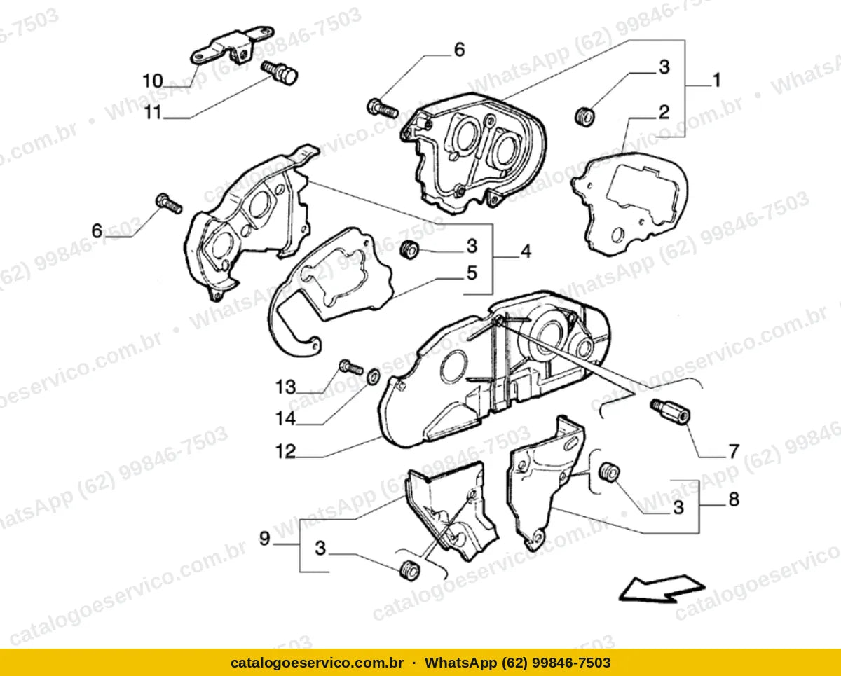 Vista explodida do Catálogo de Peças Alfa Romeo 156 / 156 SW: Comando da distribuição