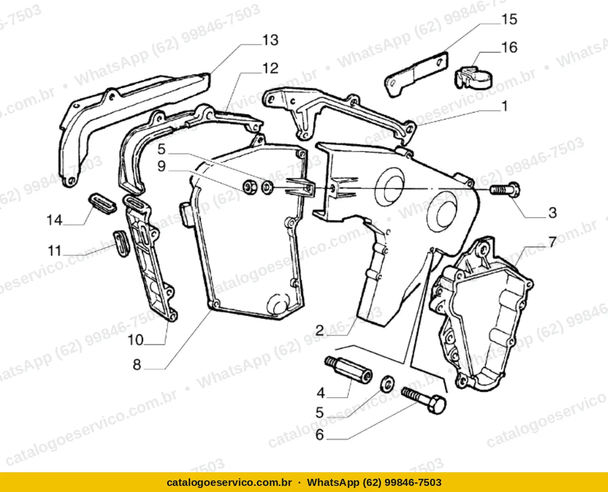 Vista explodida do Catálogo de Peças Alfa Romeo 164: Comando da distribuição