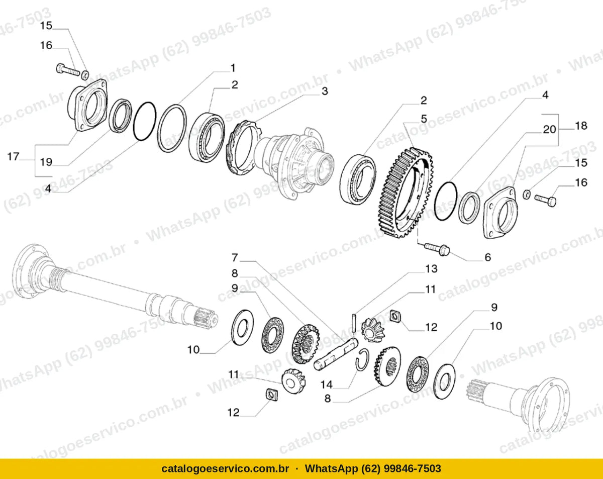 Vista explodida do Catálogo de Peças Alfa Romeo 164: Diferencial