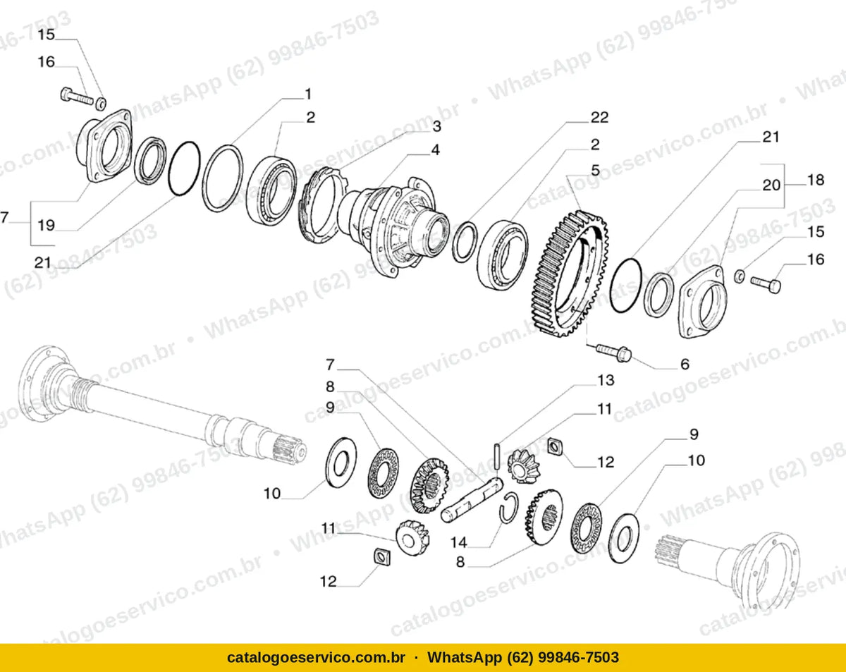 Vista explodida do Catálogo de Peças Alfa Romeo Spider V6: Diferencial