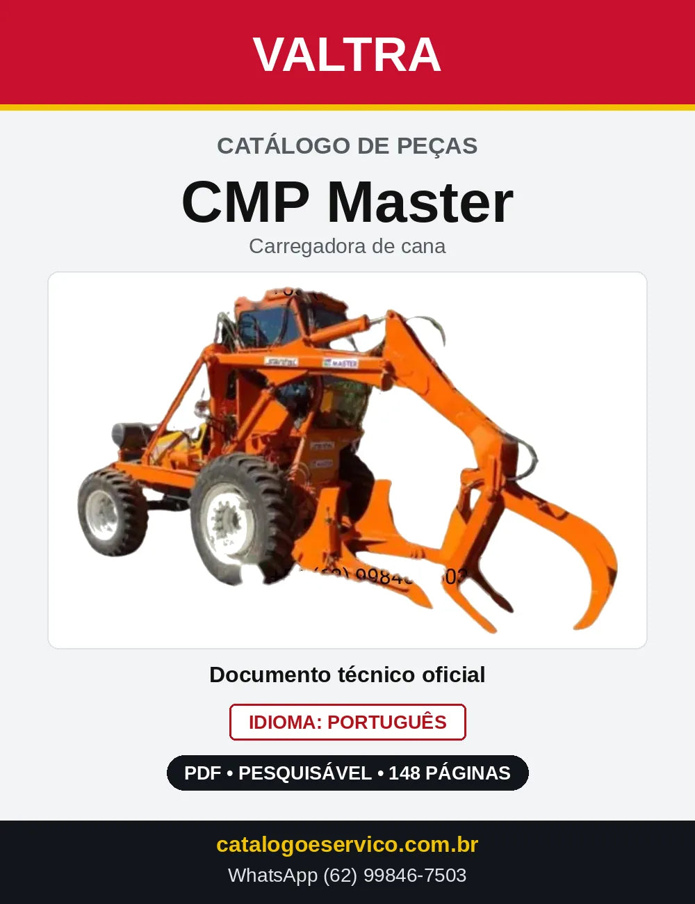 Capa do Catálogo de Peças Valtra CMP Master — Carregadora de cana