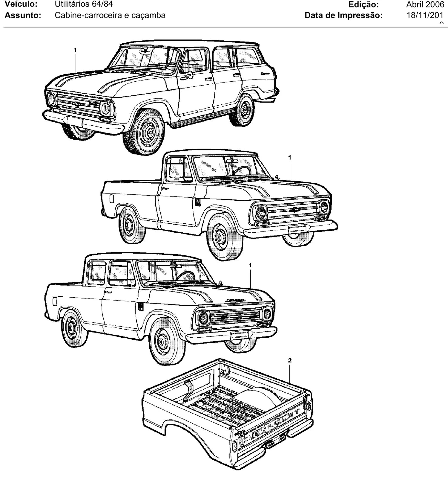 Catálogo de Peças Chevrolet A10, C10, C14, D10 e Veraneio (1964-1984) — vista explodida 1 (pág. 194 do PDF)