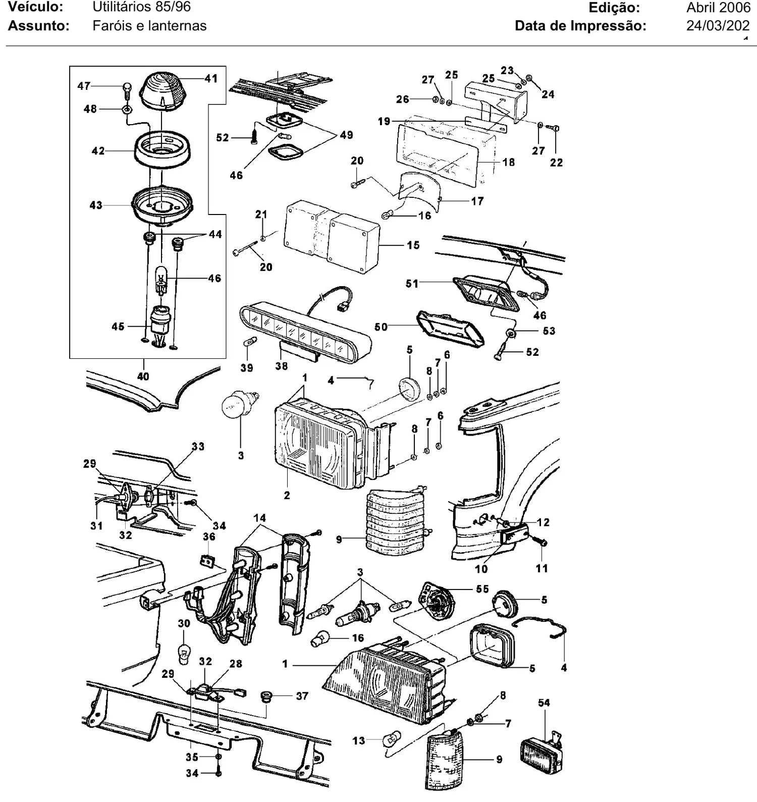 Catálogo de Peças Chevrolet A20, C20, D20, D40, Bonanza e Veraneio (1985-1996) — vista explodida 2 (pág. 541 do PDF)