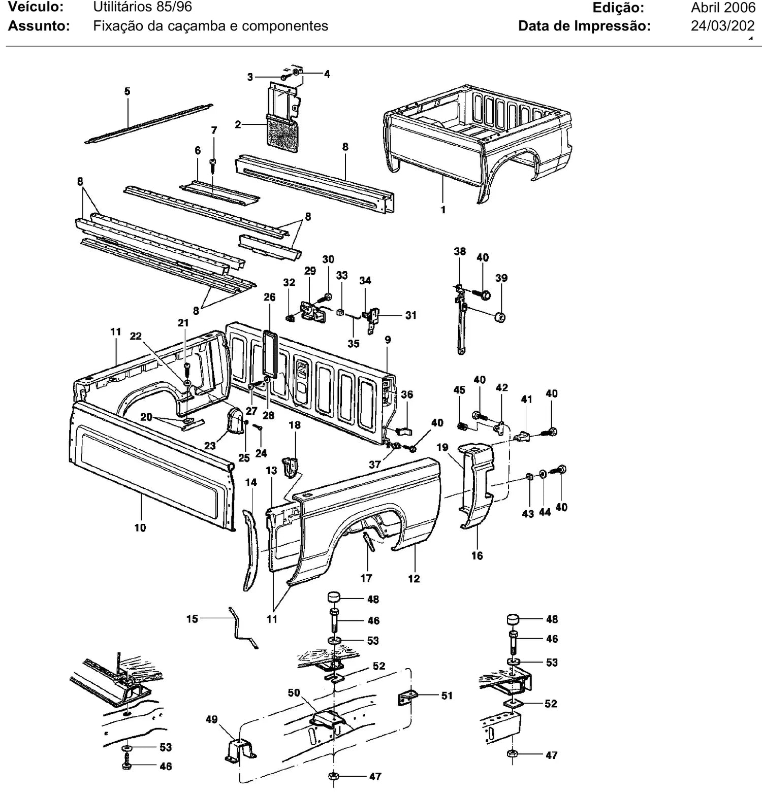 Catálogo de Peças Chevrolet A20, C20, D20, D40, Bonanza e Veraneio (1985-1996) — vista explodida 3 (pág. 434 do PDF)