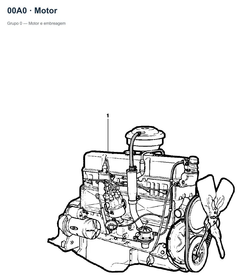Catálogo de Peças Caminhões Chevrolet C-60, D-60, D-70 e D-80 1964-1984 — vista explodida: motor