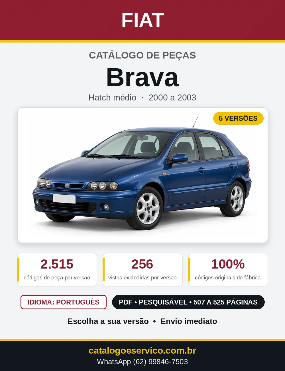 Capa do Catálogo de Peças Fiat Brava 2000 a 2003
