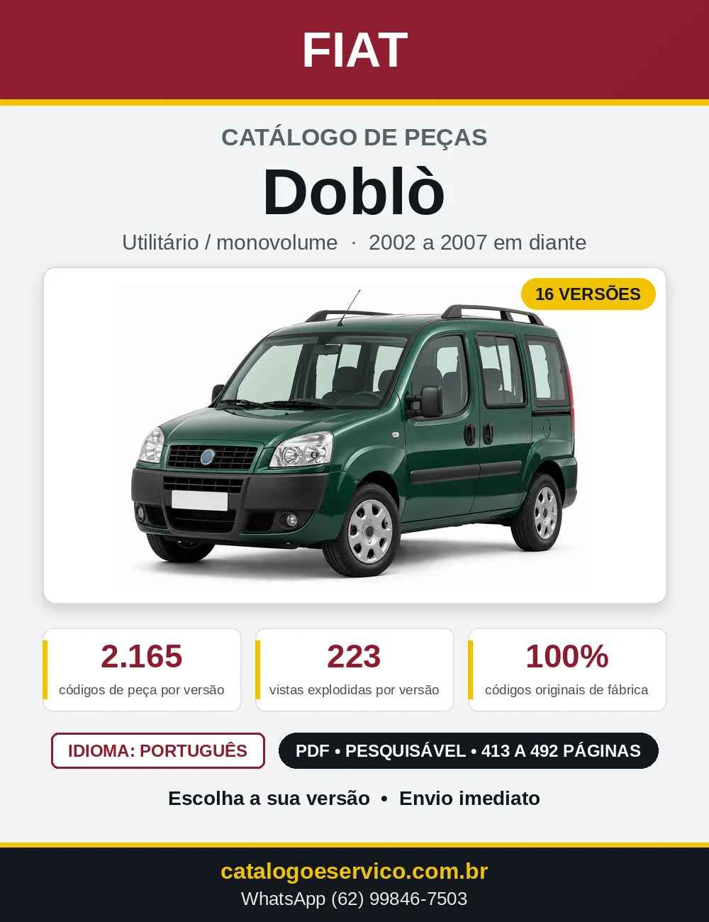 Capa do Catálogo de Peças Fiat Doblò 2002 em diante