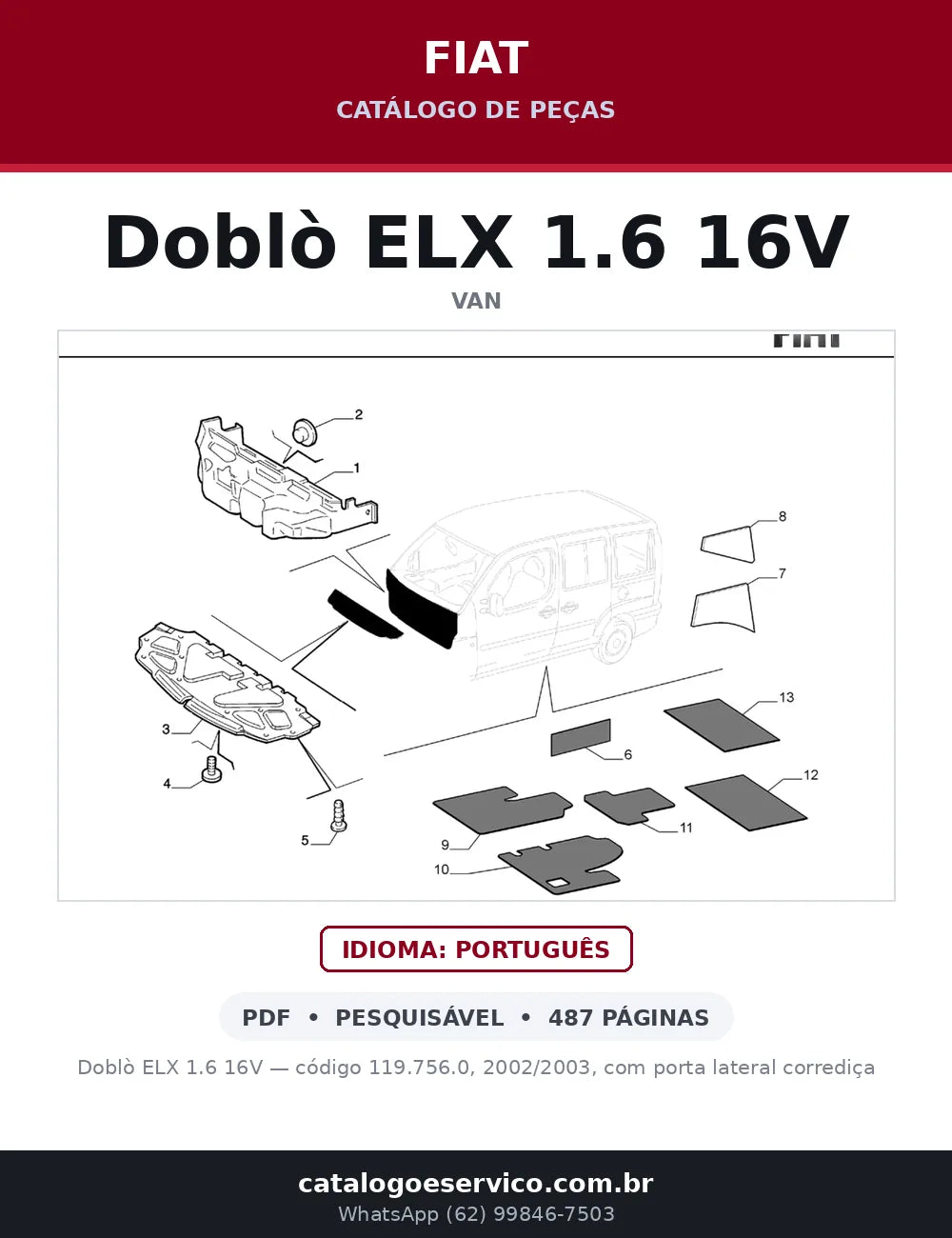 Catálogo de Peças Fiat Doblò ELX 1.6 16V (2002-2003) — capa
