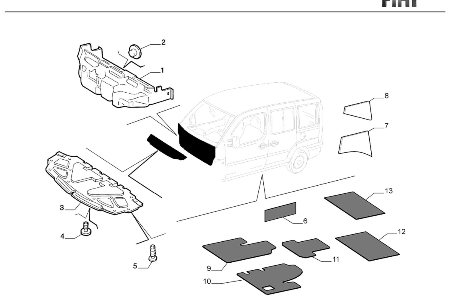 Catálogo de Peças Fiat Doblò ELX 1.6 16V (2002-2003) — vista explodida 1 (pág. 377 do PDF)