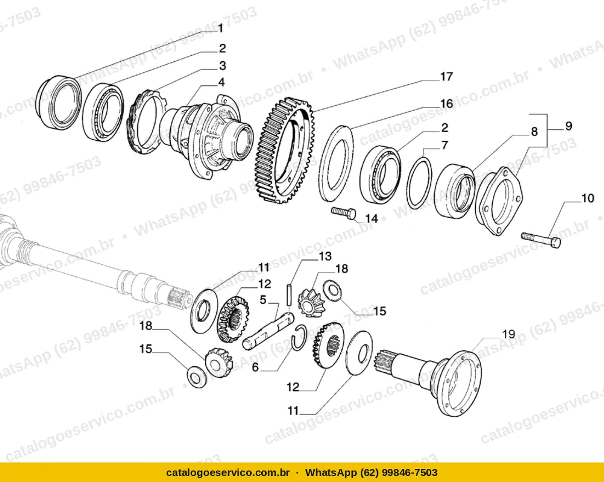 Vista explodida do Catálogo de Peças Fiat Doblò ELX 1.8 Flex 8V: Diferencial