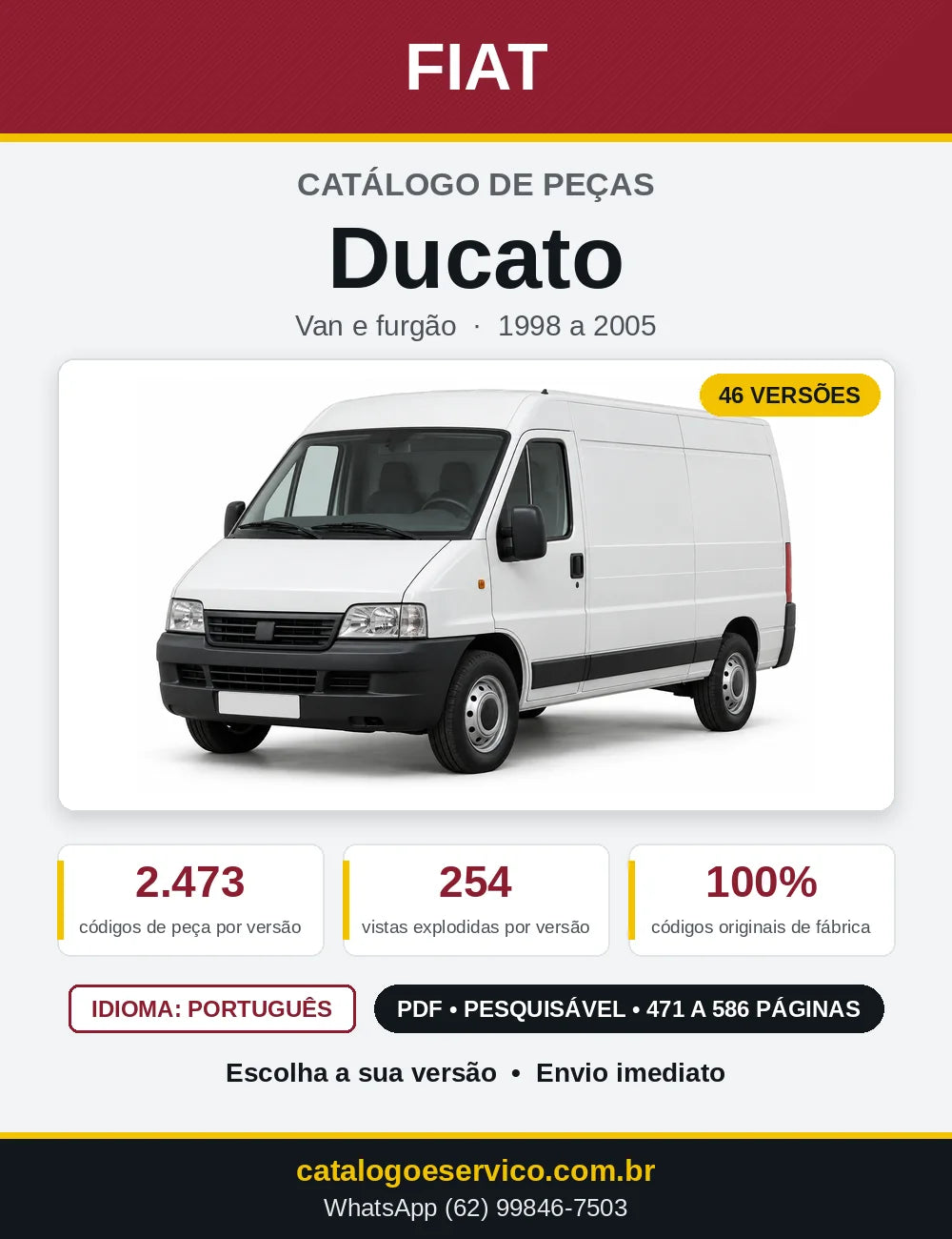 Capa do Catálogo de Peças Fiat Ducato 1998 a 2005