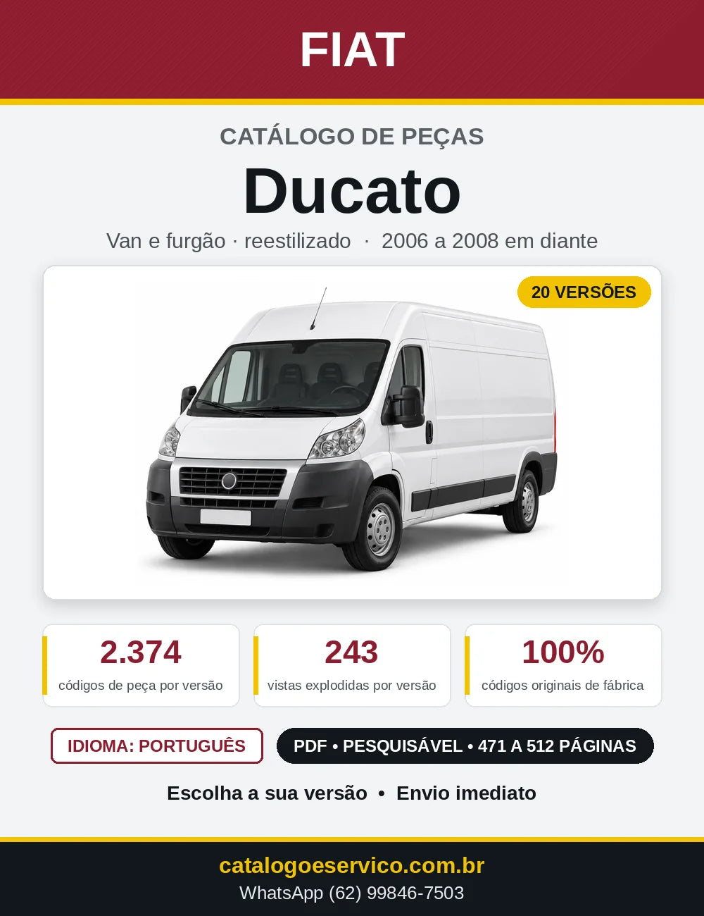 Capa do Catálogo de Peças Fiat Ducato 2006 em diante