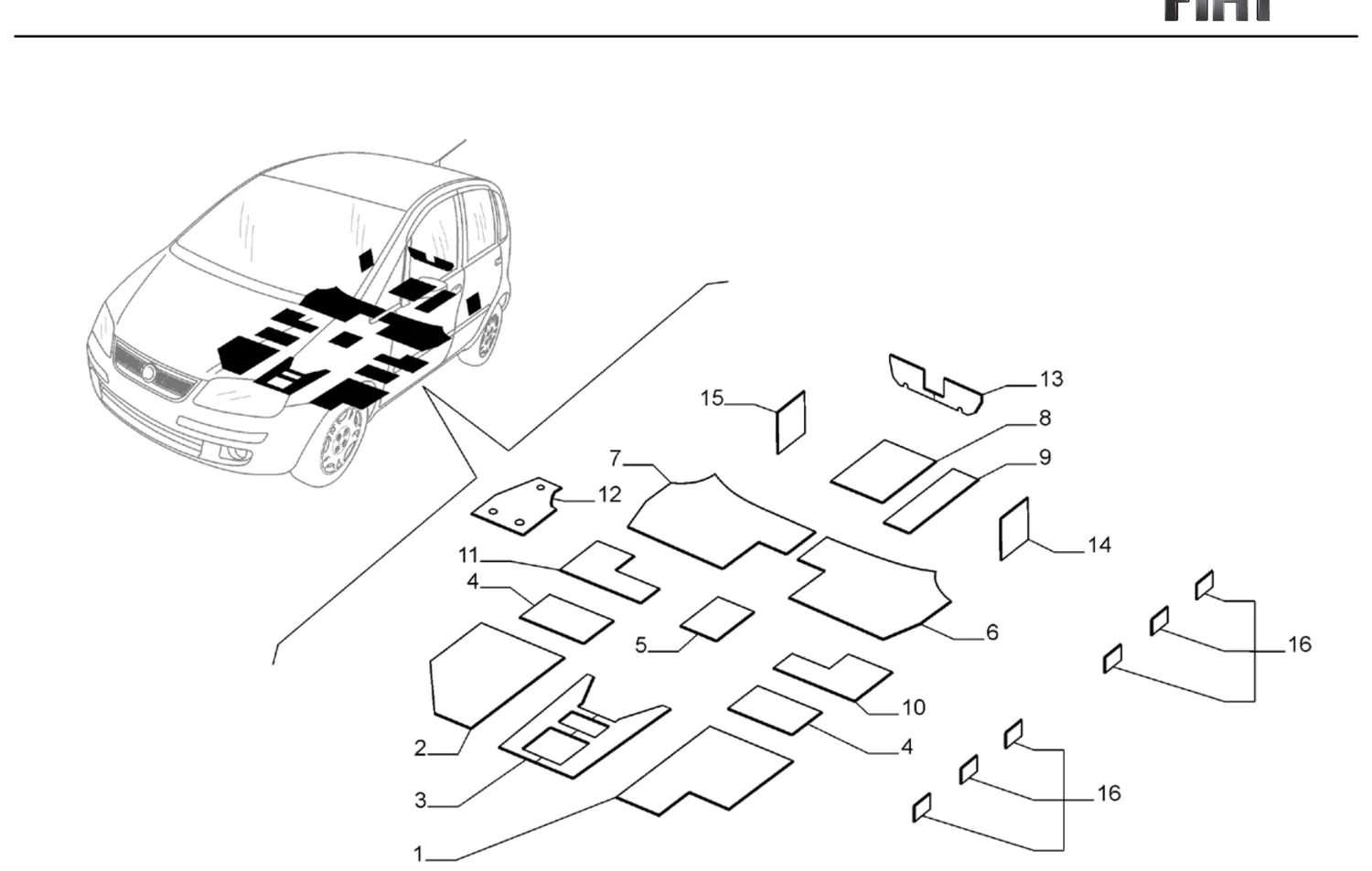 Catálogo de Peças Fiat Idea HLX 1.8 8V Flex (2006-2008) — vista explodida 2 (pág. 356 do PDF)