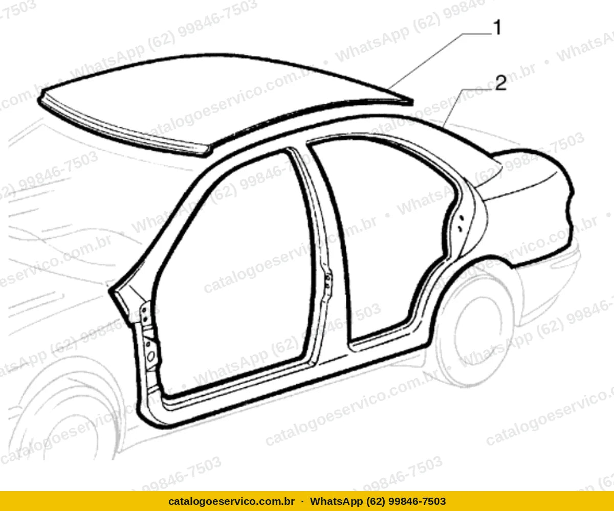 Vista explodida do Catálogo de Peças Fiat Marea: Estrutura externa