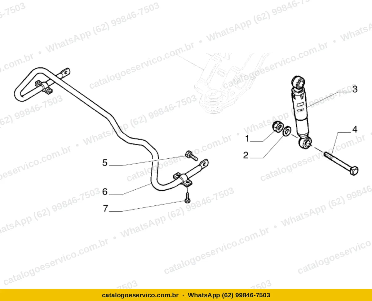 Vista explodida do Catálogo de Peças Fiat Marea Weekend: Suspensão traseira