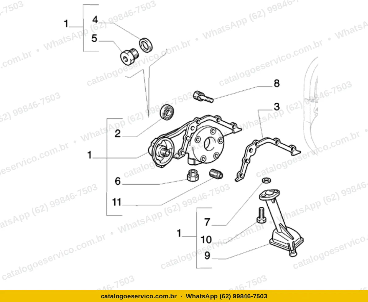 Vista explodida do Catálogo de Peças Fiat Palio: Lubrificação