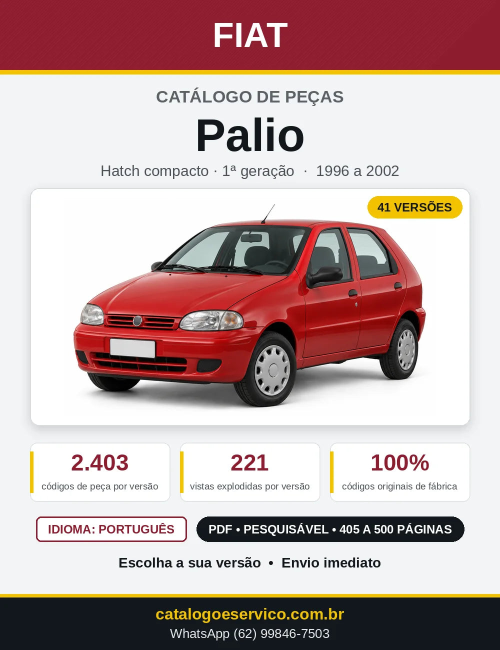 Capa do Catálogo de Peças Fiat Palio 1996 a 2002