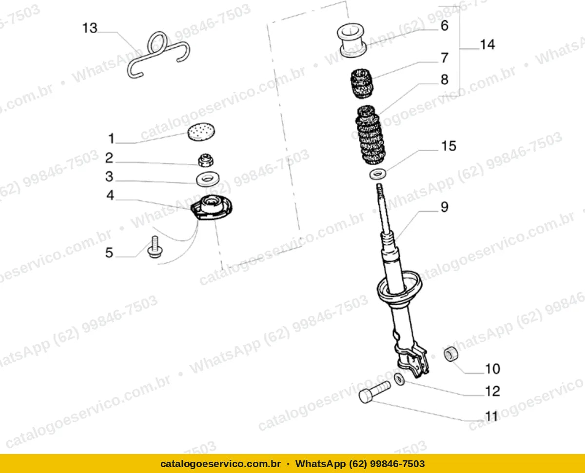 Vista explodida do Catálogo de Peças Fiat Palio: Suspensão dianteira