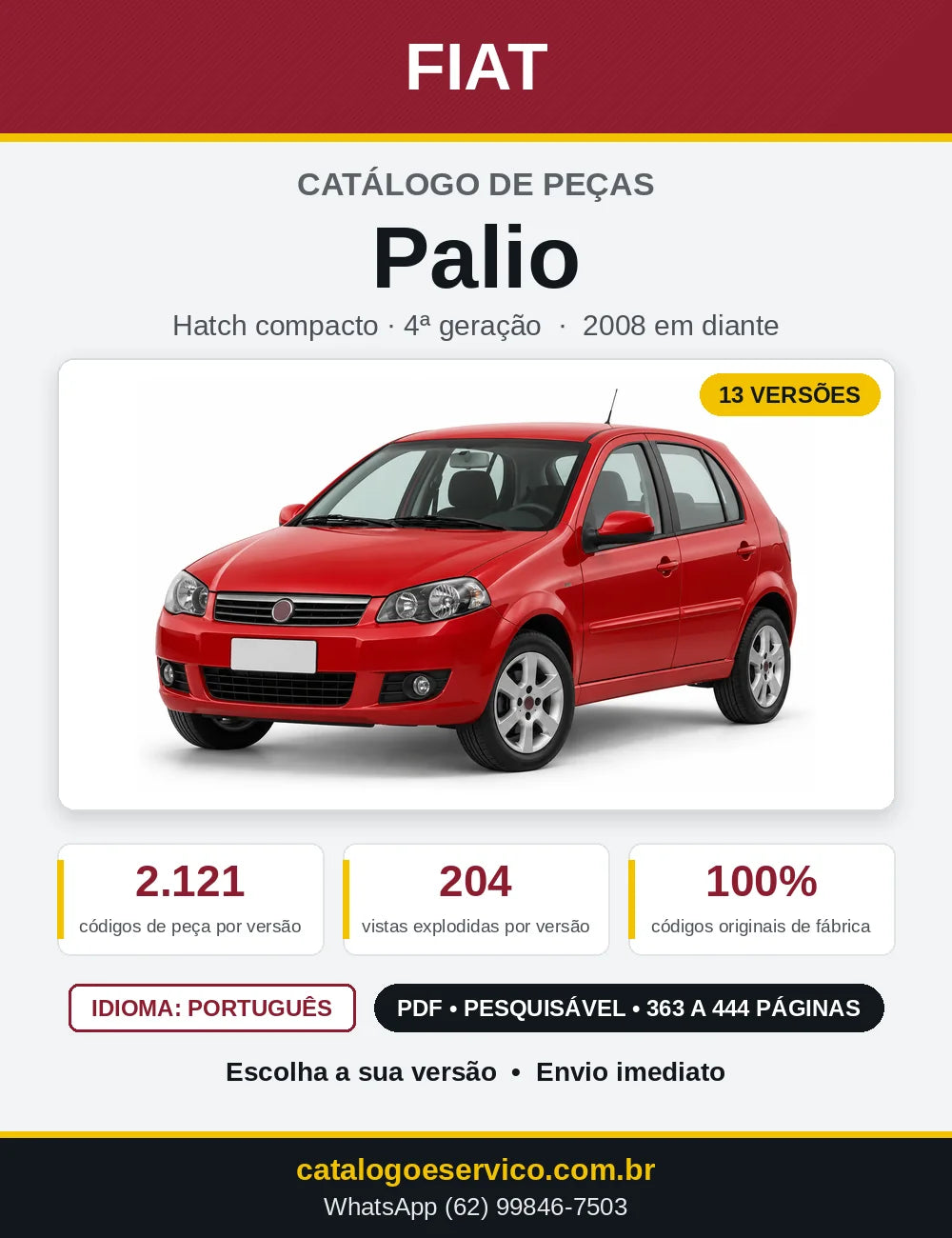 Capa do Catálogo de Peças Fiat Palio 2008 em diante
