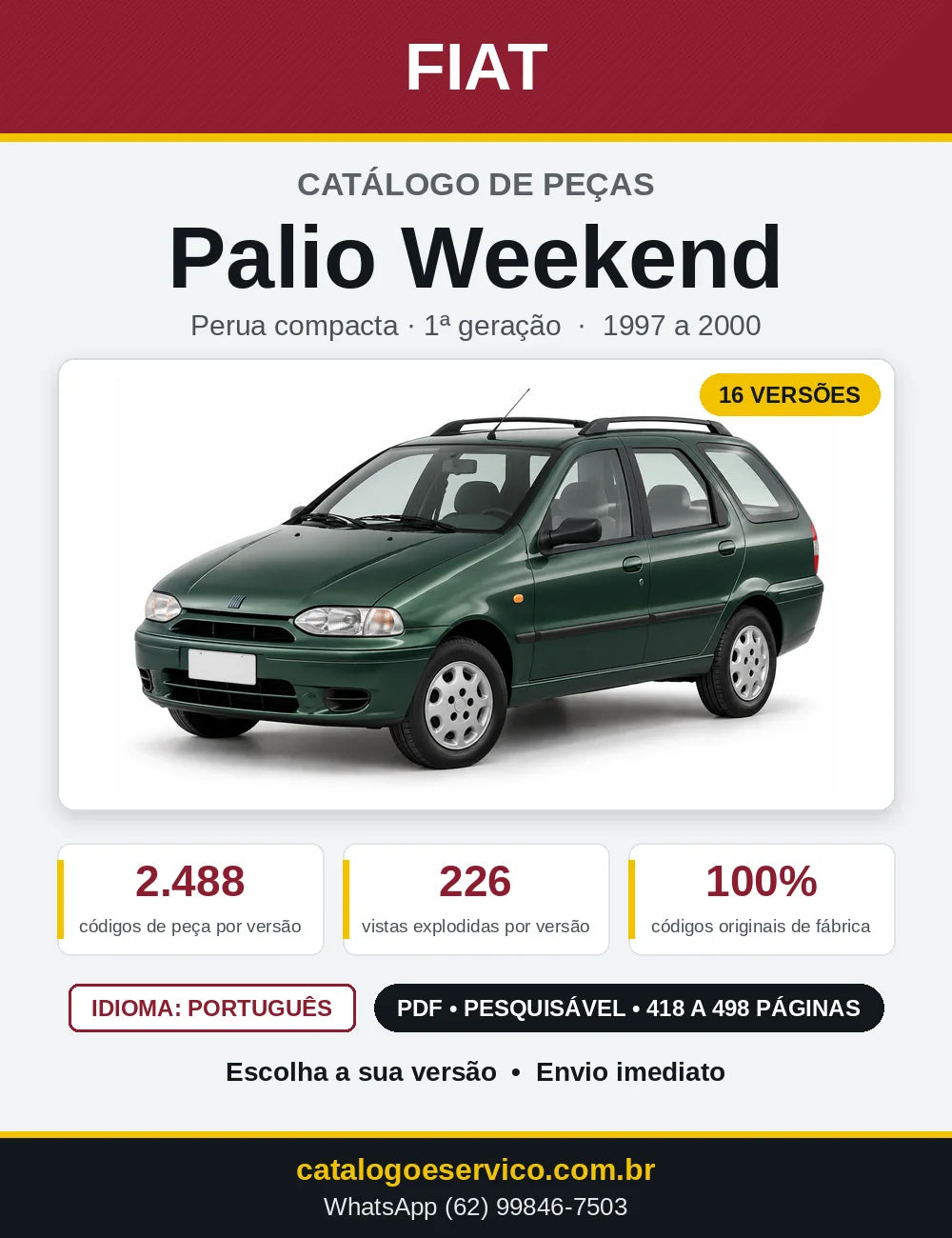 Capa do Catálogo de Peças Fiat Palio Weekend 1997 a 2000