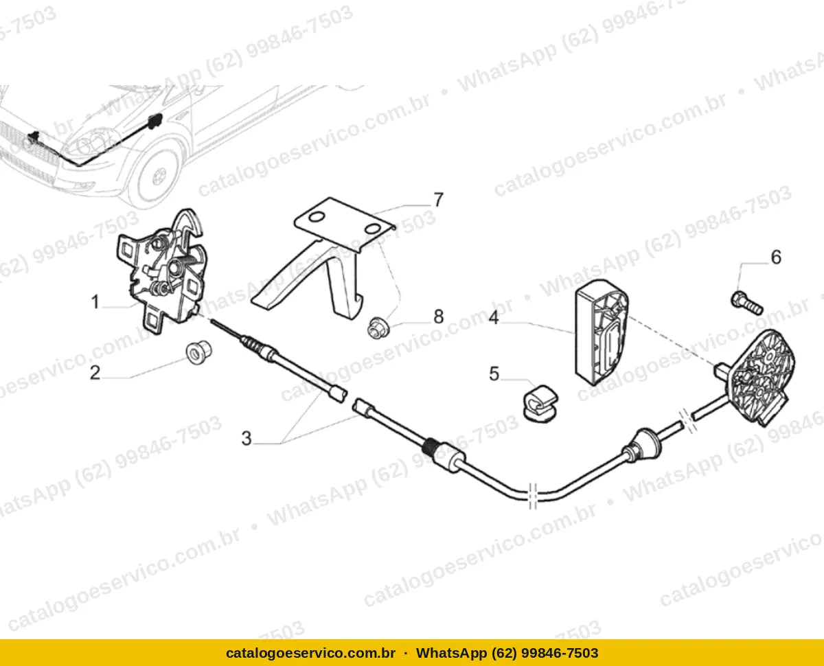 Vista explodida do Catálogo de Peças Fiat Punto: Capot
