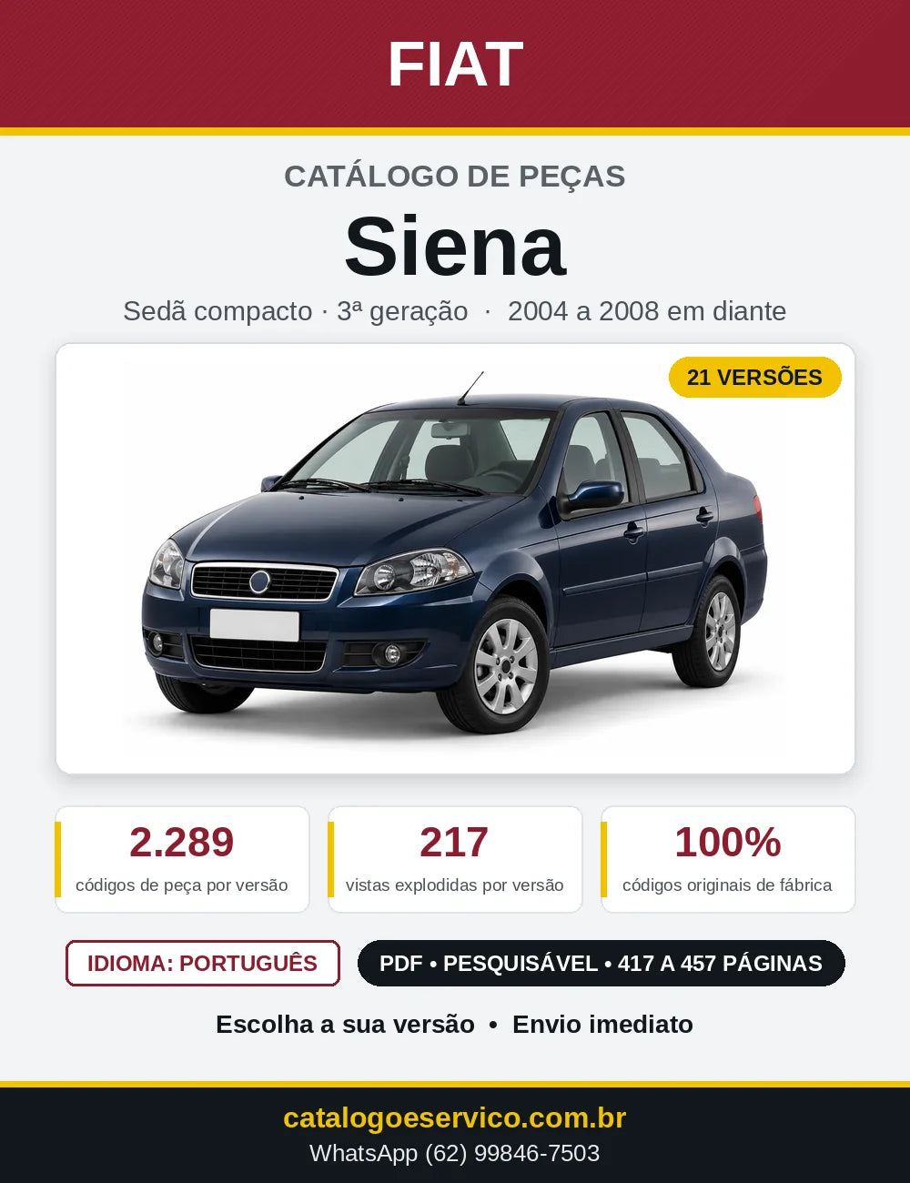 Capa do Catálogo de Peças Fiat Siena 2004 em diante