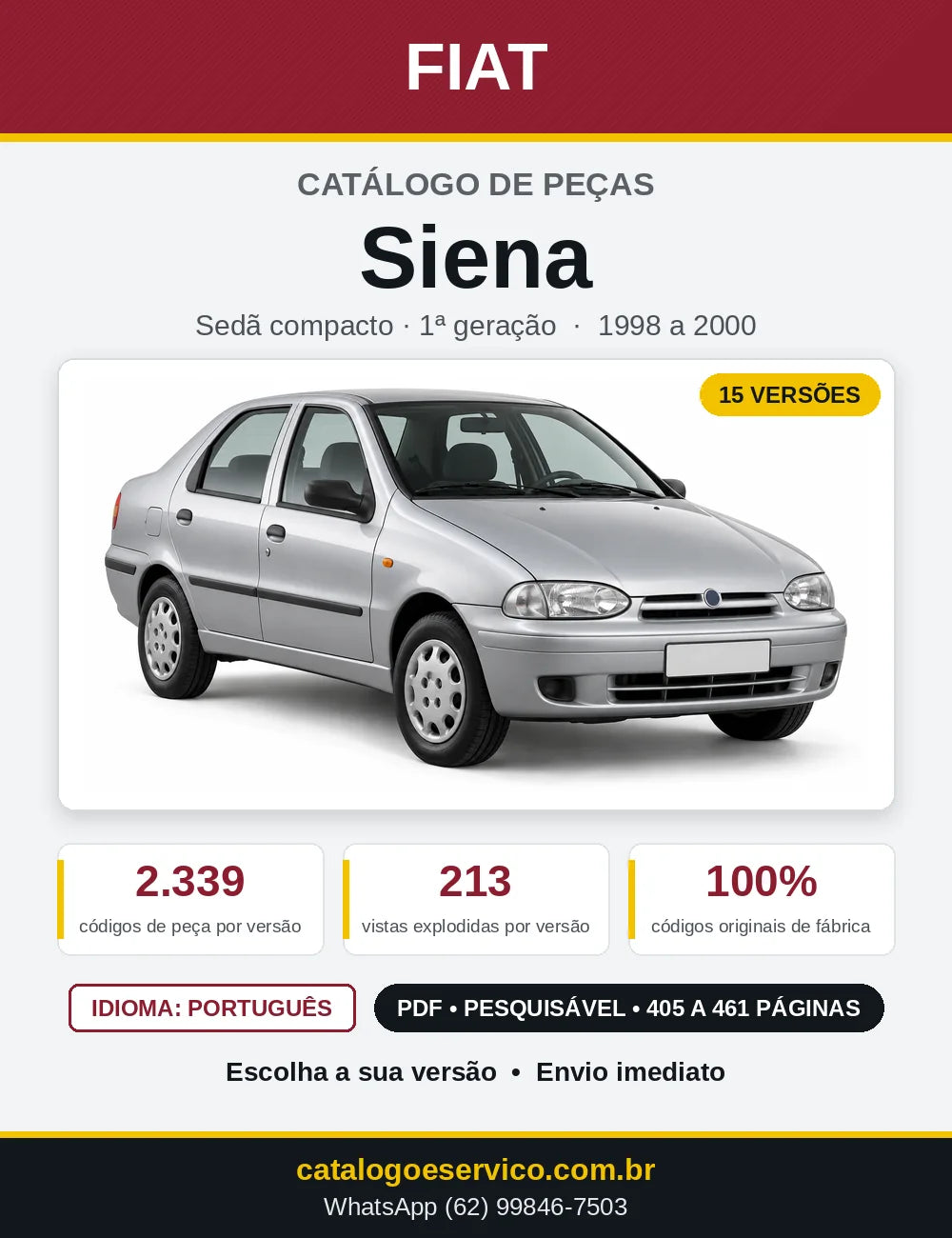 Capa do Catálogo de Peças Fiat Siena 1998 a 2000