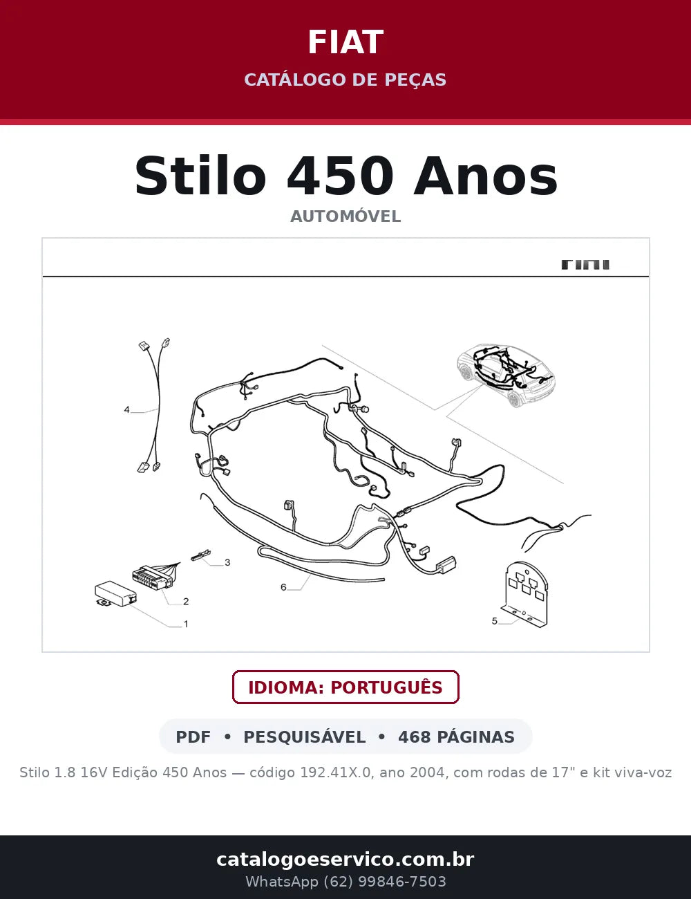 Catálogo de Peças Fiat Stilo 1.8 16V Edição 450 Anos (2004) — capa