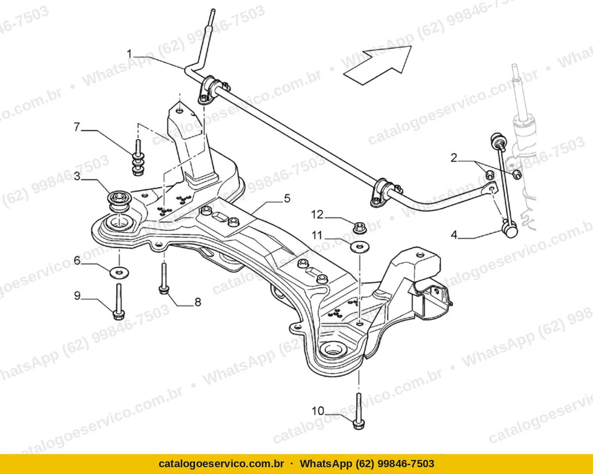 Vista explodida do Catálogo de Peças Fiat Stilo: Suspensão dianteira