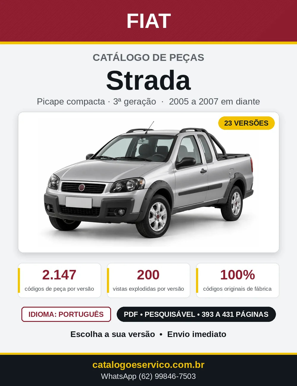 Capa do Catálogo de Peças Fiat Strada 2005 em diante