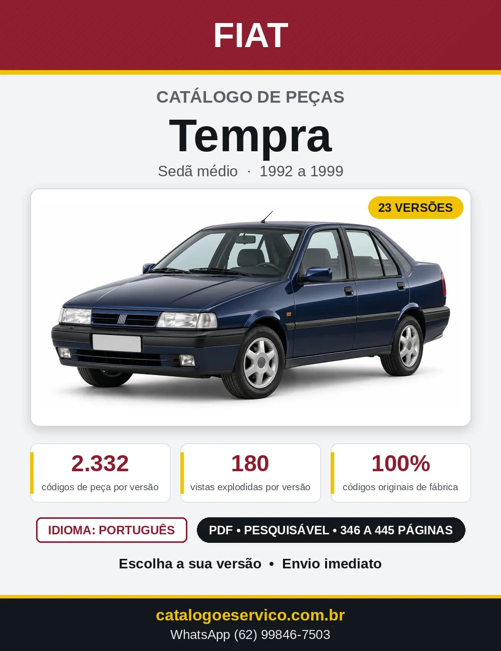 Capa do Catálogo de Peças Fiat Tempra 1992 a 1999
