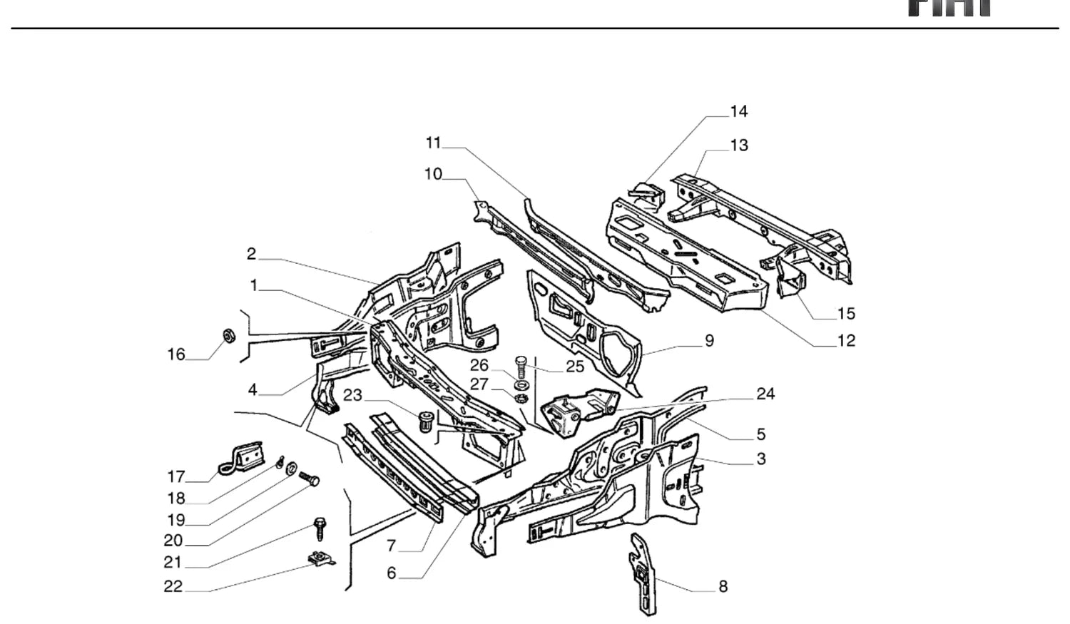 Catálogo de Peças Fiat Tempra SW SLX 2.0 8V (1994-1997) — vista explodida 1 (pág. 322 do PDF)