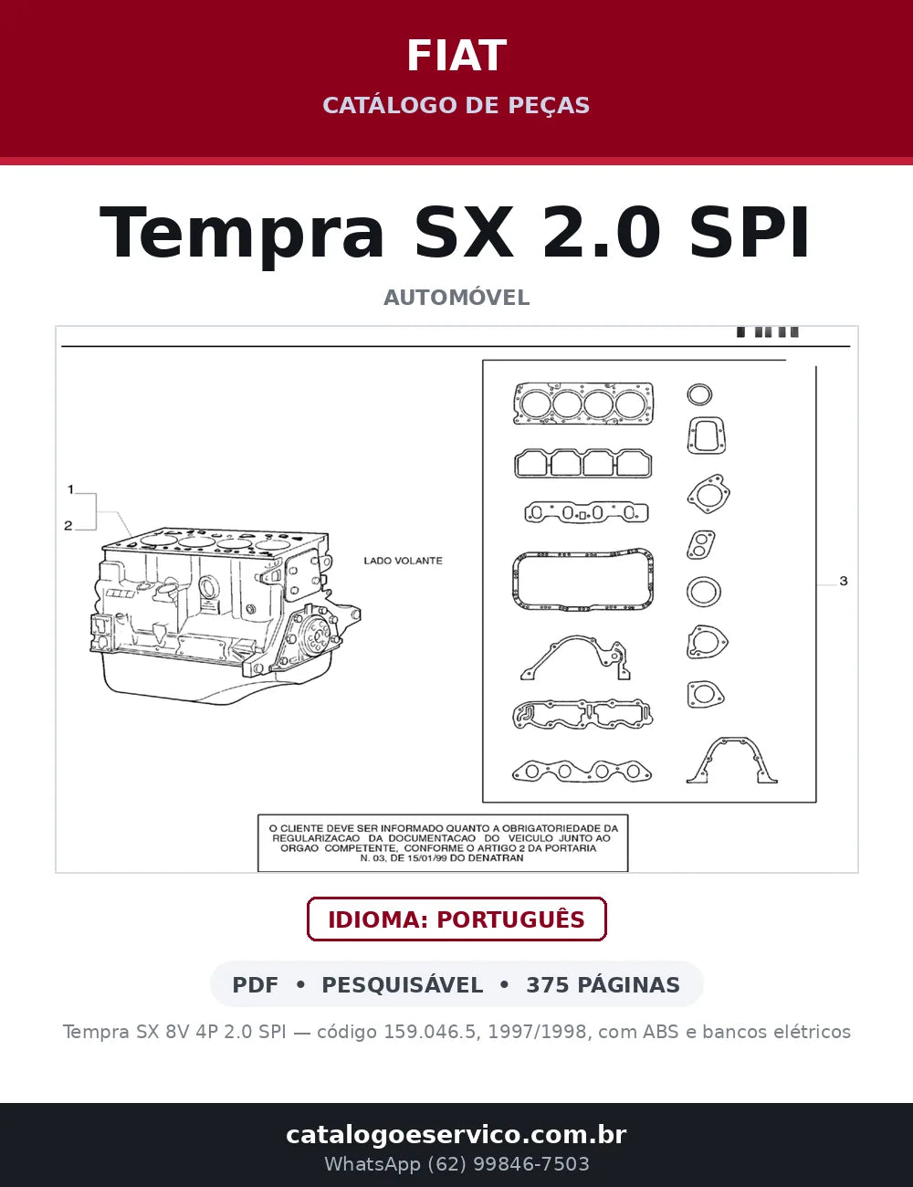 Catálogo de Peças Fiat Tempra SX 2.0 8V 4P (1997-1998) — capa
