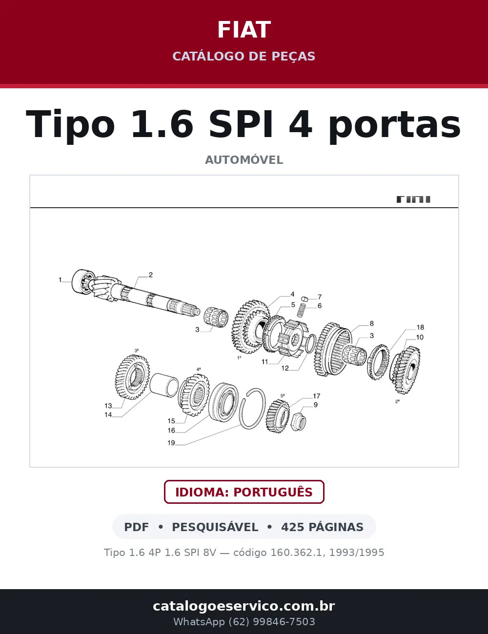 Catálogo de Peças Fiat Tipo 1.6 SPI 8V 4 portas (1993-1995) — capa