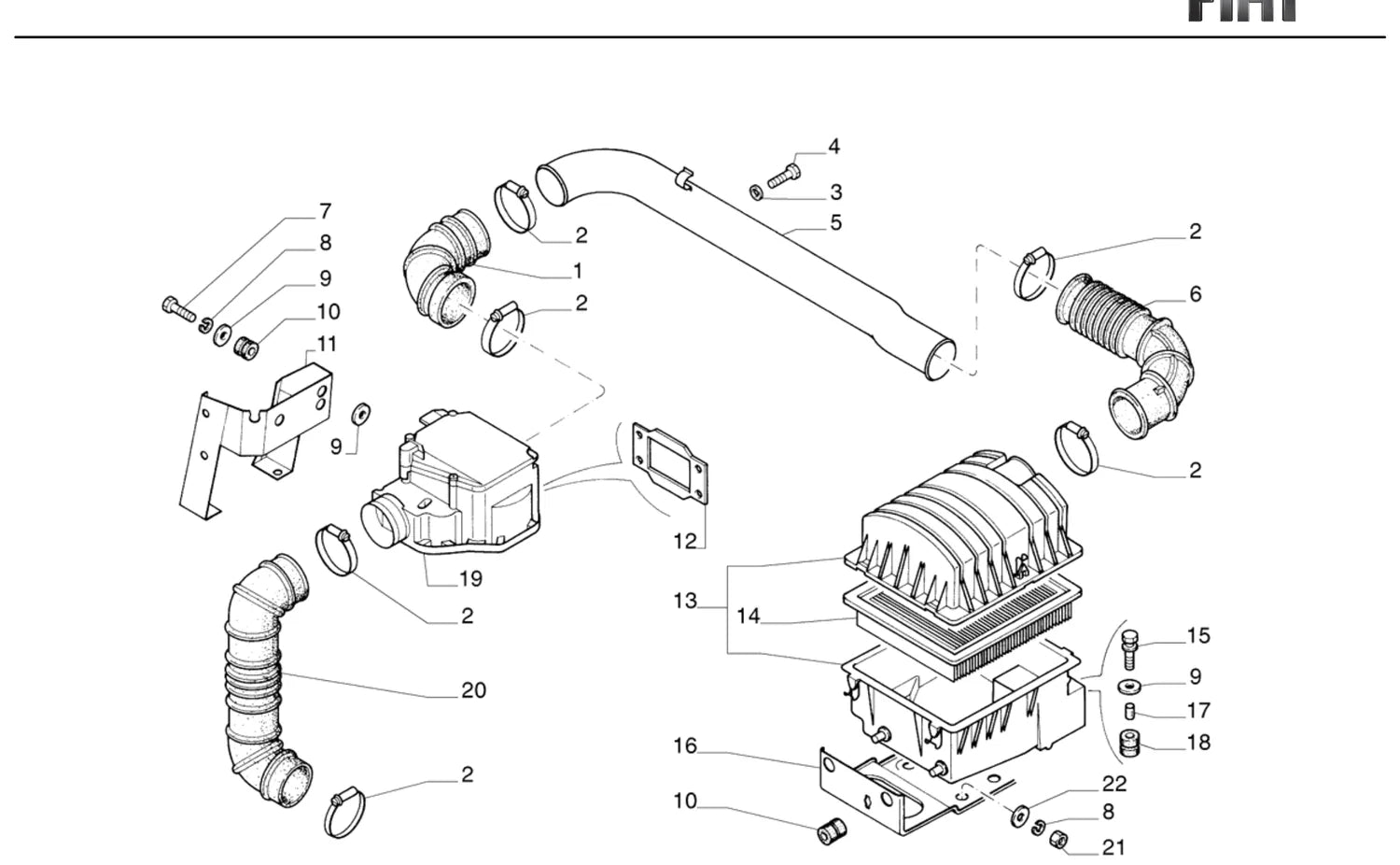 Catálogo de Peças Fiat Uno Turbo 1.4 8V (1994-1996) — vista explodida 2 (pág. 48 do PDF)