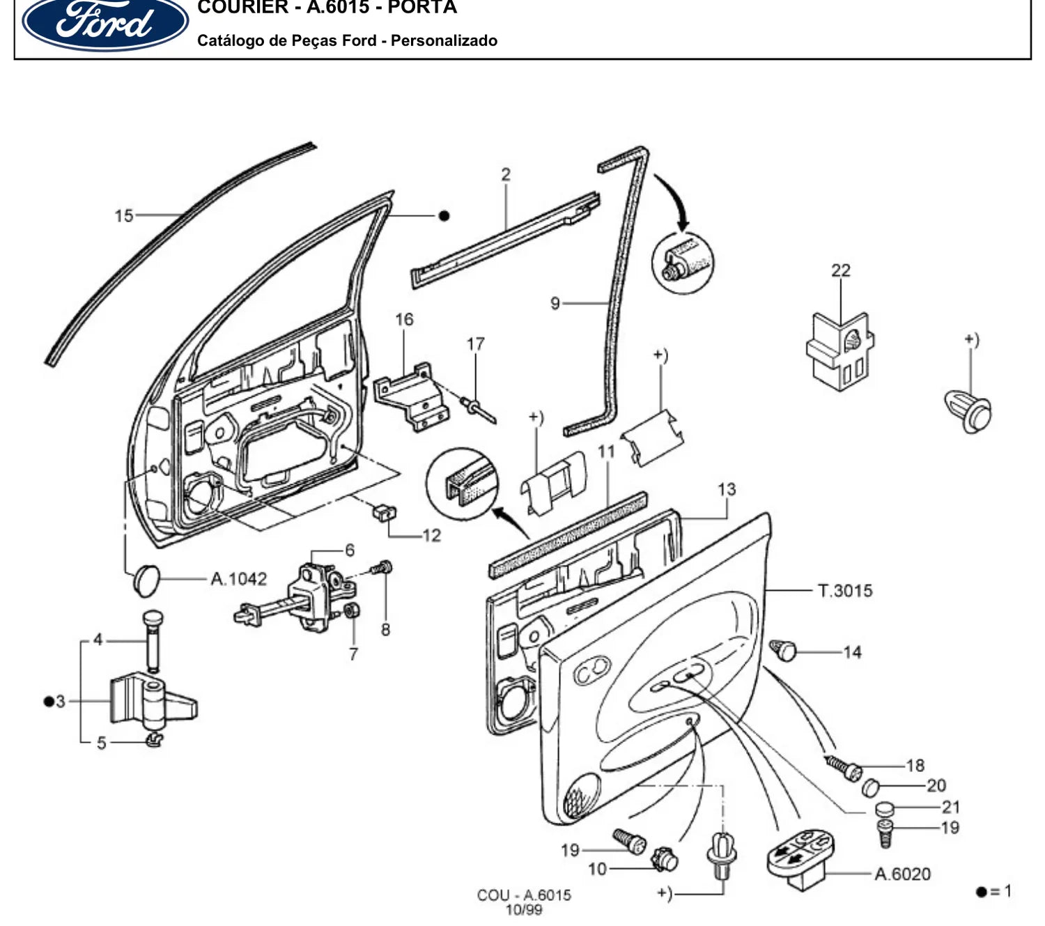 Catálogo de Peças Ford Courier 1.3, 1.4 e 1.6 (1997-2013) — vista explodida 1 (pág. 79 do PDF)