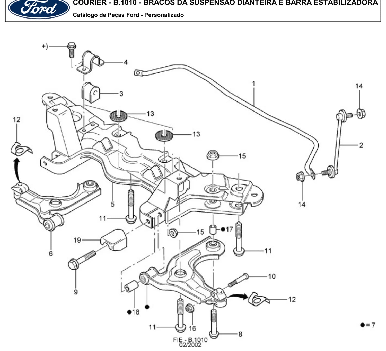 Catálogo de Peças Ford Courier 1.3, 1.4 e 1.6 (1997-2013) — vista explodida 3 (pág. 139 do PDF)