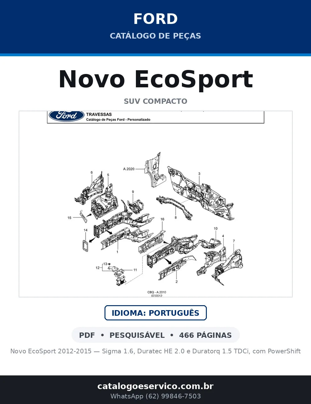 Catálogo de Peças Ford Novo EcoSport 1.6 e 2.0 (2012-2015) — capa