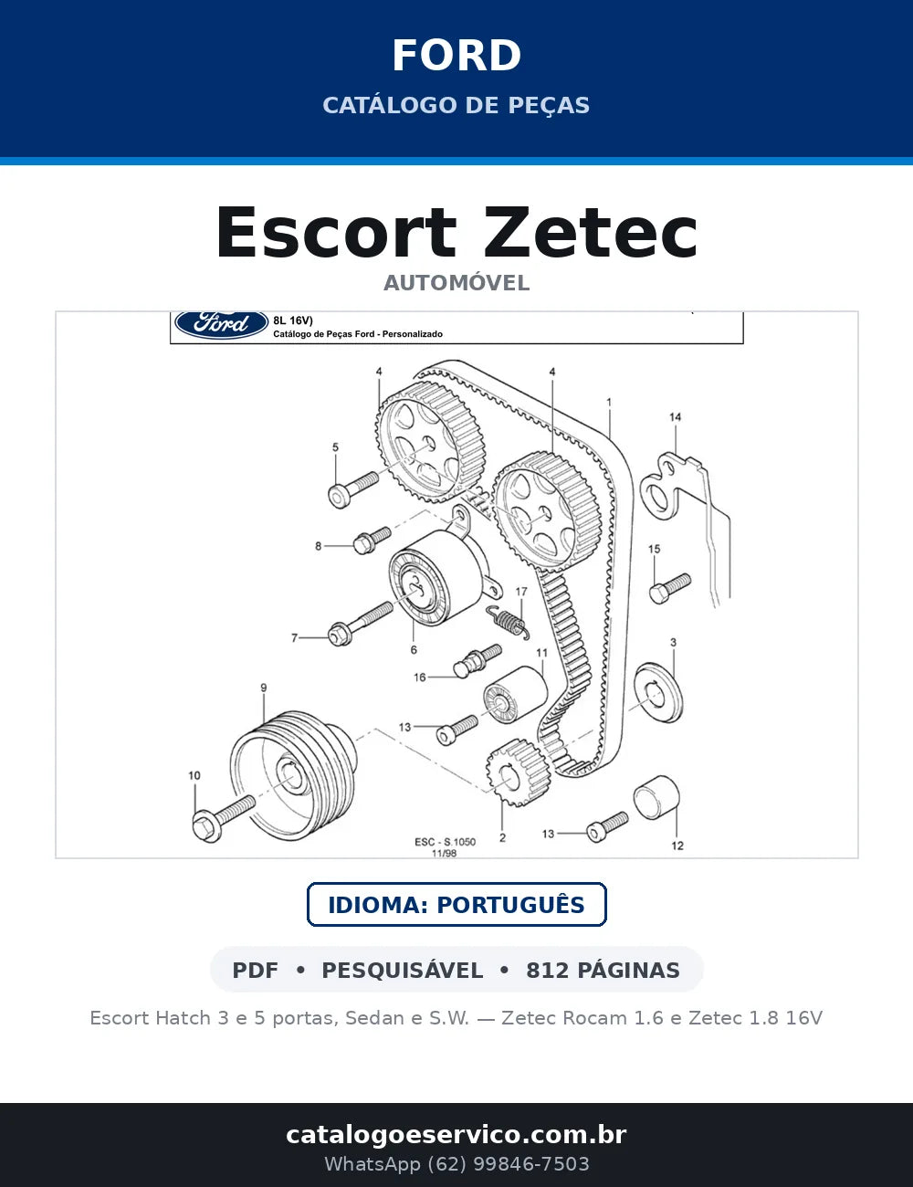 Catálogo de Peças Ford Escort Zetec Rocam 1.6 e Zetec 1.8 (1997-2002) — capa