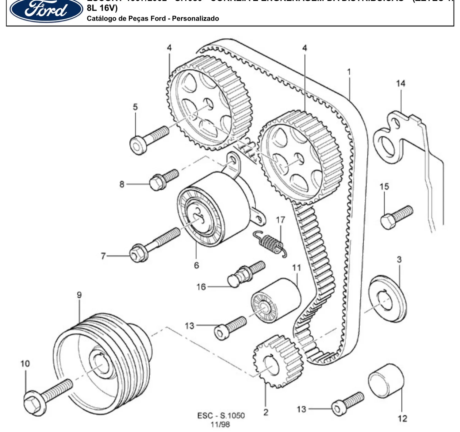 Catálogo de Peças Ford Escort Zetec Rocam 1.6 e Zetec 1.8 (1997-2002) — vista explodida 2 (pág. 711 do PDF)