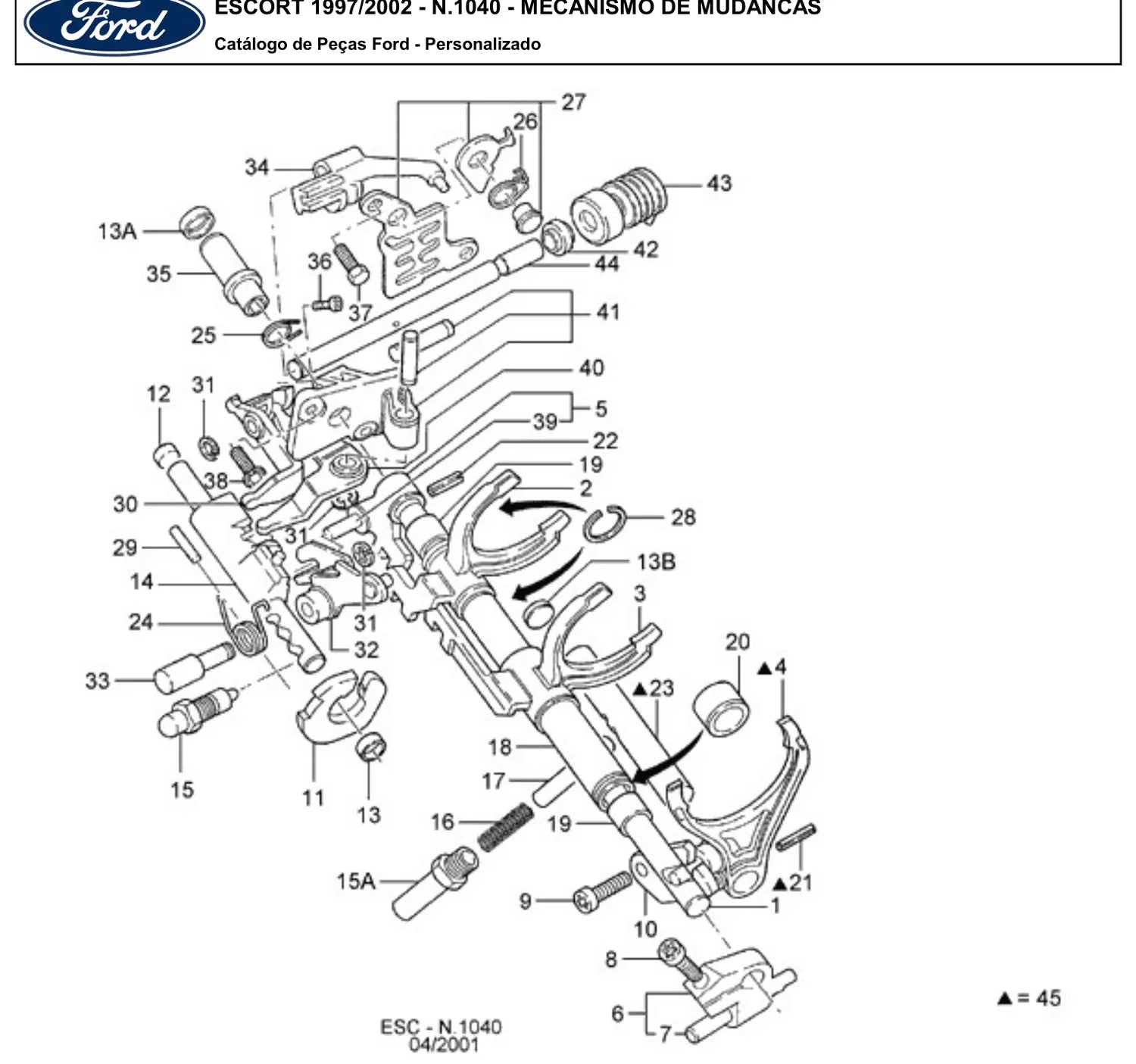 Catálogo de Peças Ford Escort Zetec Rocam 1.6 e Zetec 1.8 (1997-2002) — vista explodida 3 (pág. 643 do PDF)
