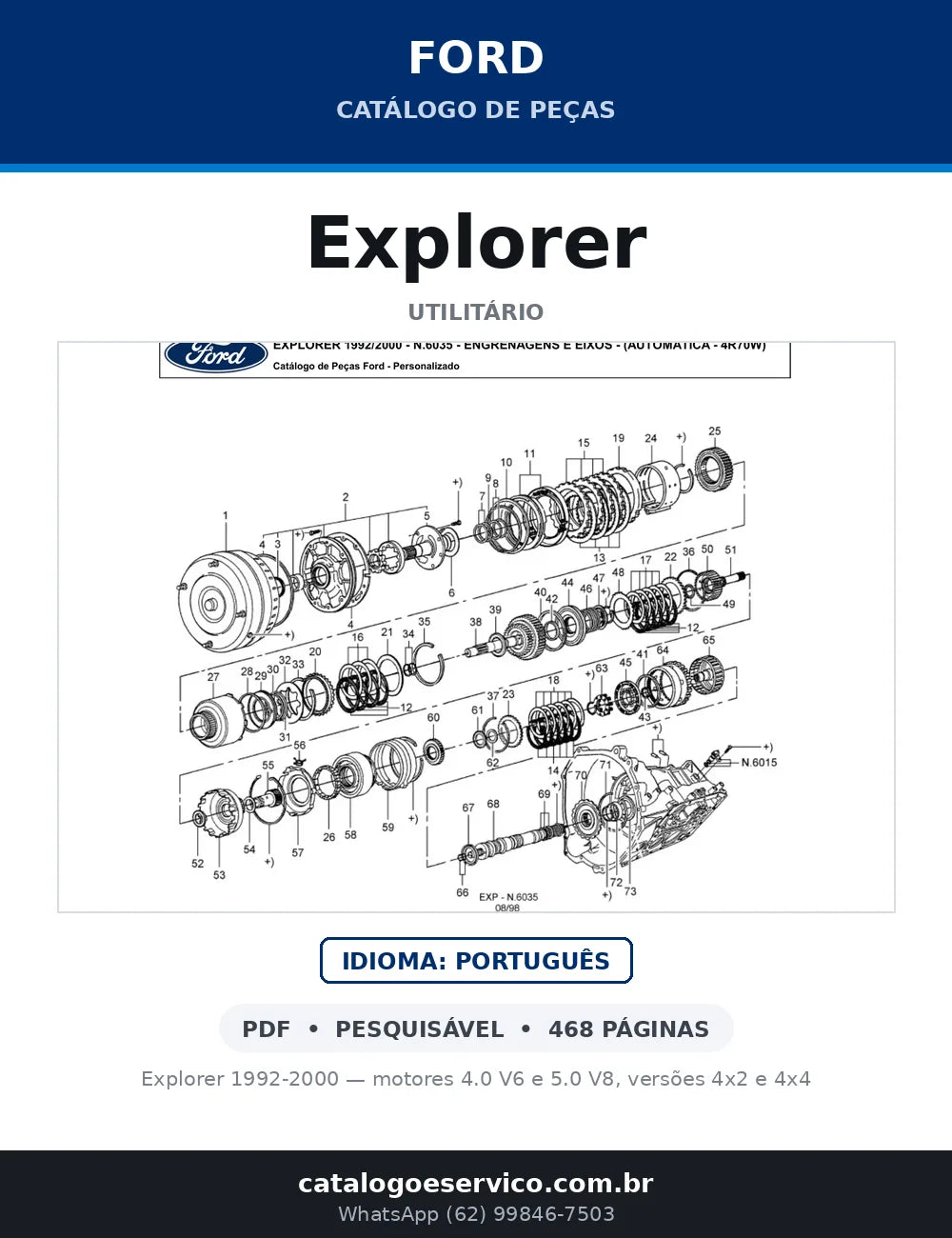 Catálogo de Peças Ford Explorer 4.0 V6 e 5.0 V8 (1992-2000) — capa