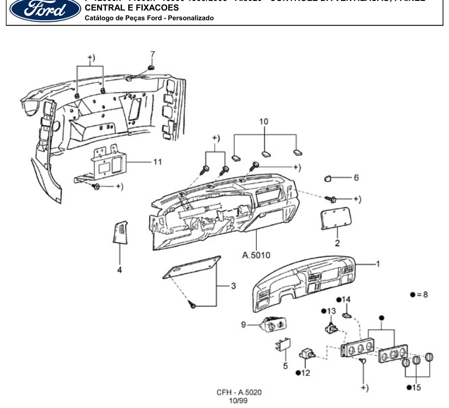 Catálogo de Peças Ford F-12000 1999-2005 — vista explodida 1 (pág. 40 do PDF)