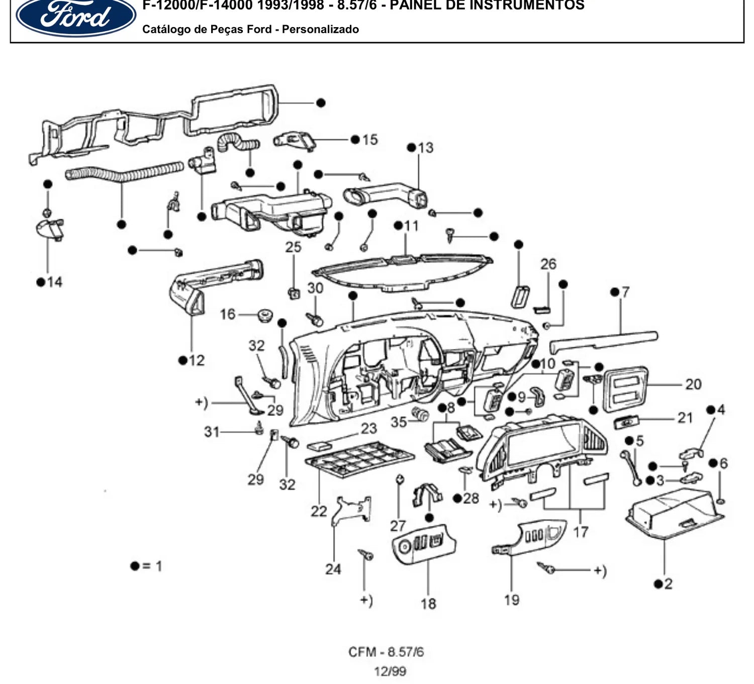 Catálogo de Peças Ford F-14000 e F-12000 (1993-1998) — vista explodida 1 (pág. 369 do PDF)