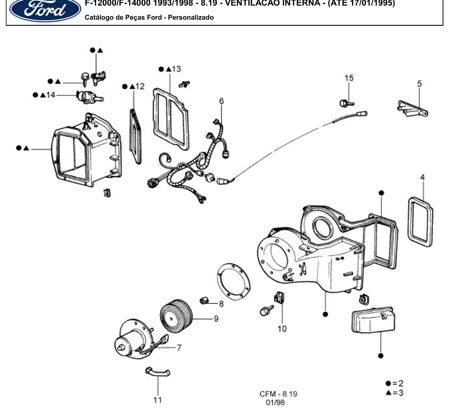 Catálogo de Peças Ford F-14000 e F-12000 (1993-1998) — vista explodida 3 (pág. 332 do PDF)
